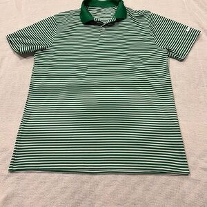 Nike Green and White Striped Polo Shirt